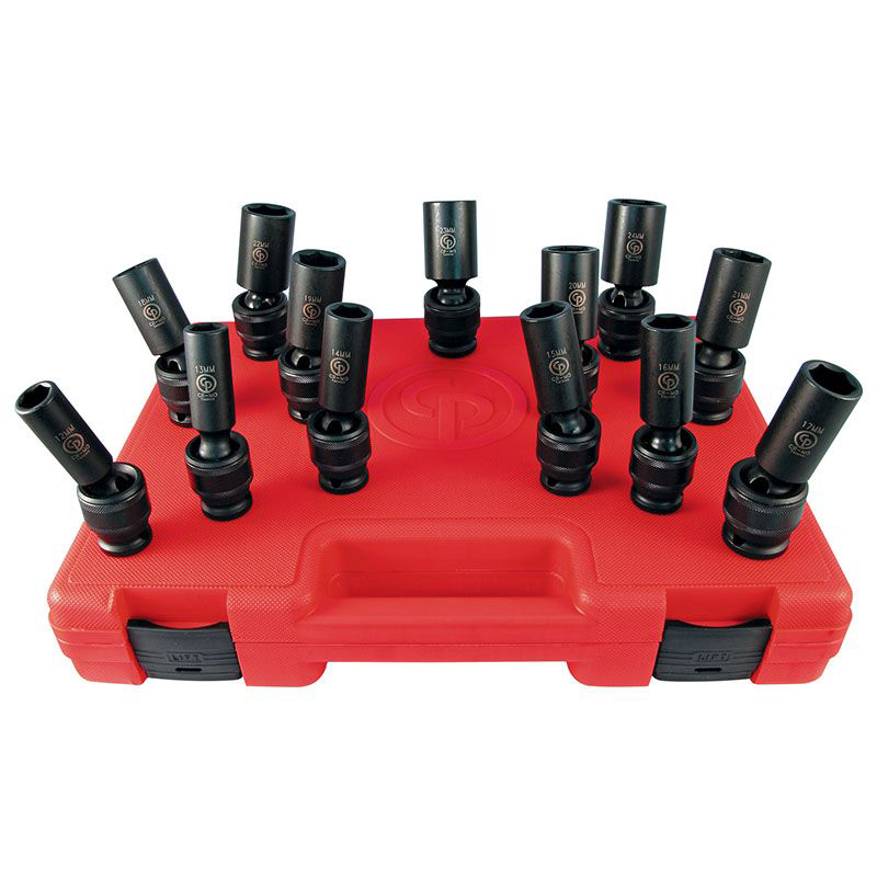 SS4113DU 1/2" Driver Metric Deep Universal Impact Sockets - 13 pcs